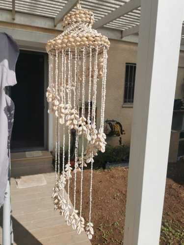 Spiral Cascading Shell Wind Chime Awesome African Tribal Hand Work Collectible