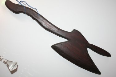 Hand Carved Solid Wood Wooden Axe Wall Hanging Home Bar Decoration 21" Rare