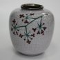 Old Vintage Karlsruhe Majolica Crackle Silver Rim Vase Hand Painted Glazed 50's