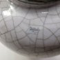 Old Vintage Karlsruhe Majolica Crackle Silver Rim Vase Hand Painted Glazed 50's
