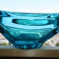Vintage Murano Hand Blown in Italy Aquamarine Blue Glass Bowl Heavy Ashtray  9"