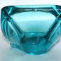 Vintage Murano Hand Blown in Italy Aquamarine Blue Glass Bowl Heavy Ashtray  9"
