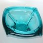 Vintage Murano Hand Blown in Italy Aquamarine Blue Glass Bowl Heavy Ashtray  9"