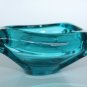 Vintage Murano Hand Blown in Italy Aquamarine Blue Glass Bowl Heavy Ashtray  9"