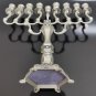 VTG Traditional Antique Style Nickel Hanukkah Menorah