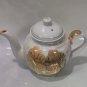 Vintage Imperial Porcelain Dulevo Tea Pot Gold Trees Handpainted USSR 1989