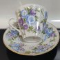 Tea Cup and Saucer Lomonosov Imperial Porcelain LFZ Blue Flowers Hand Paint