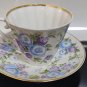 Tea Cup and Saucer Lomonosov Imperial Porcelain LFZ Blue Flowers Hand Paint