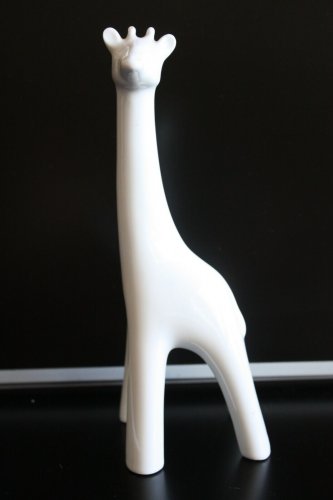 Old Vintage Naaman Israel White Cast Porcelain Large Giraffe Statue Figurine 9"
