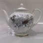 Vintage Lomonosov Tea Pot LFZ Porcelain Floral Teapot Gray White Gold Pearl