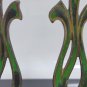 Pair of Brass & Enamel Menorah Candle Holders Israel 60's Holy Land Candlesticks