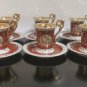 Rare Vintage Set Germany GDR Porcelain Demitasse Cups & Saucer Moccha Gold