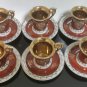 Rare Vintage Set Germany GDR Porcelain Demitasse Cups & Saucer Moccha Gold