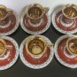 Rare Vintage Set Germany GDR Porcelain Demitasse Cups & Saucer Moccha Gold