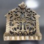 Antique Bronze Moroccan Judaica Hanukkah Oil Menorah Wall Hanging Handmade Rare