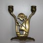 Stylized Modernistic Jewish Israeli 2 Branch Sabbath Solid Brass Candlestick