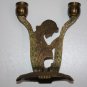 Stylized Modernistic Jewish Israeli 2 Branch Sabbath Solid Brass Candlestick