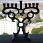Modern Judaica Aluminium Hanukkah Lamp Jewish Menorah Antique Finish Jerusalem