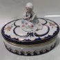Vintage Capodimonte Porcelain Handpainted Trinket Box with Figurine on the Top