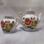 Vintage Soviet TeaPot and Creamer Lomonosov LFZ USSR Handpainted Flowers