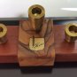 VTG Olive Wood Brass Menorah Designed By Ma Yafith Made In Israel