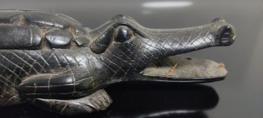 Old Antique African Carved Black Hard Heavy Wood  Crocodile Alligator Rare