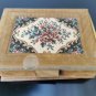Vintage Rectangle Leather Jewelry Box with Embroidered Flowers Ornament