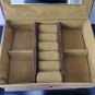 Vintage Rectangle Leather Jewelry Box with Embroidered Flowers Ornament
