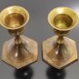 Pair of Small Brass Menorah Candle Holders Israel 60's Holy Land Candlesticks