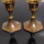 Pair of Small Brass Menorah Candle Holders Israel 60's Holy Land Candlesticks
