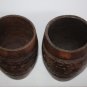 Pair of Primitive Vessels Cups African Kuba Tribal Carved Palm Wood D.R. Congo