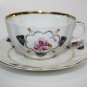 Tea Cup and Saucer Lomonosov Imperial Porcelain LFZ Gold and Flowers Hand Paint