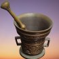 Antique Bronze Mortar and Pestle Dutch "Leefte Verwint Al Dinck Anno 1590"