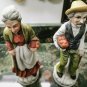 Vintage Fine Bisque Porcelain Figurines Old Country Man and Woman with Fruits