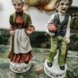 Vintage Fine Bisque Porcelain Figurines Old Country Man and Woman with Fruits