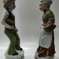 Vintage Fine Bisque Porcelain Figurines Old Country Man and Woman with Fruits
