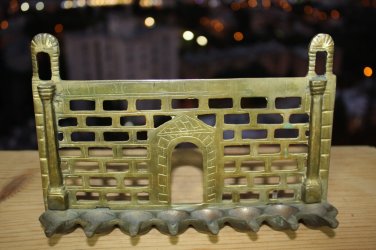 Wall Hanging Israel Museum Bronze Hanukkah Oil Menorah Judaica 8 Arms Lamp Rare