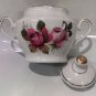 Vintage Rare USSR Riga RPR Porcelain Sugar Bowl Hand Painted Rose Flowers