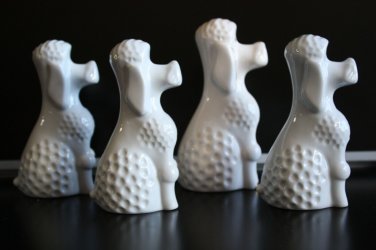 Old Vintage Naaman Israel White Cast Porcelain Poodle Dog Figurine 5"