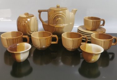 Vintage Stoneware Romanian Coffee Tea Set 70's