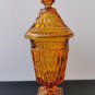 Vintage Amber Indiana Glass Goblet Mt. Vernon Iced Tea Candy Box Jar Lidded