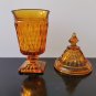Vintage Amber Indiana Glass Goblet Mt. Vernon Iced Tea Candy Box Jar Lidded