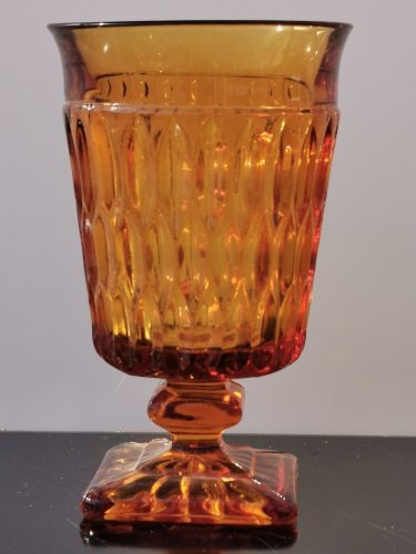 Vintage Amber Indiana Glass Goblet Mt. Vernon Iced Tea Glass Candy Box Jar