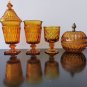 Vintage Amber Indiana Glass Goblet Mt. Vernon Iced Tea Glass Candy Box Jar