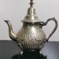 Antique Ornate Marocco Silver Plated Brass Teapot with Floral Details
