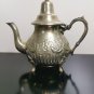 Antique Ornate Marocco Silver Plated Brass Teapot with Floral Details