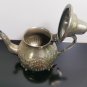 Antique Ornate Marocco Silver Plated Brass Teapot with Floral Details