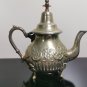 Antique Ornate Marocco Silver Plated Brass Teapot with Floral Details