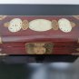 Old Chinese Rosewood Handmade Jewelry Box Handcrafted Carved Jade Red Silk Linin