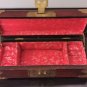 Old Chinese Rosewood Handmade Jewelry Box Handcrafted Carved Jade Red Silk Linin